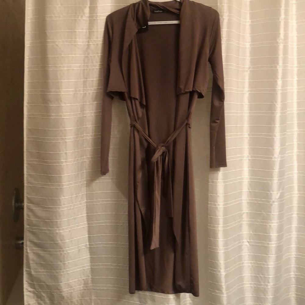 Long drape silk coat